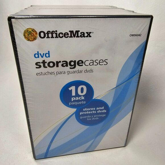 Officemax 10-Pack Dvd Storage Cases Standard Size Black Plastic NEW SEALED - Picture 2 of 4